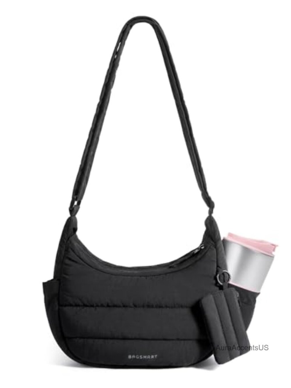 Quilted Puffer Crossbody Bag Women Adjustable Strap Hobo Shoulder Handbag Puffy